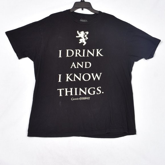 Game Of Thrones Drink And I Know Things Tyrion Lannister T Shirt Size XL - Picture 1 of 4